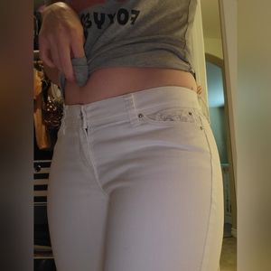 WHBM slim crop white pants